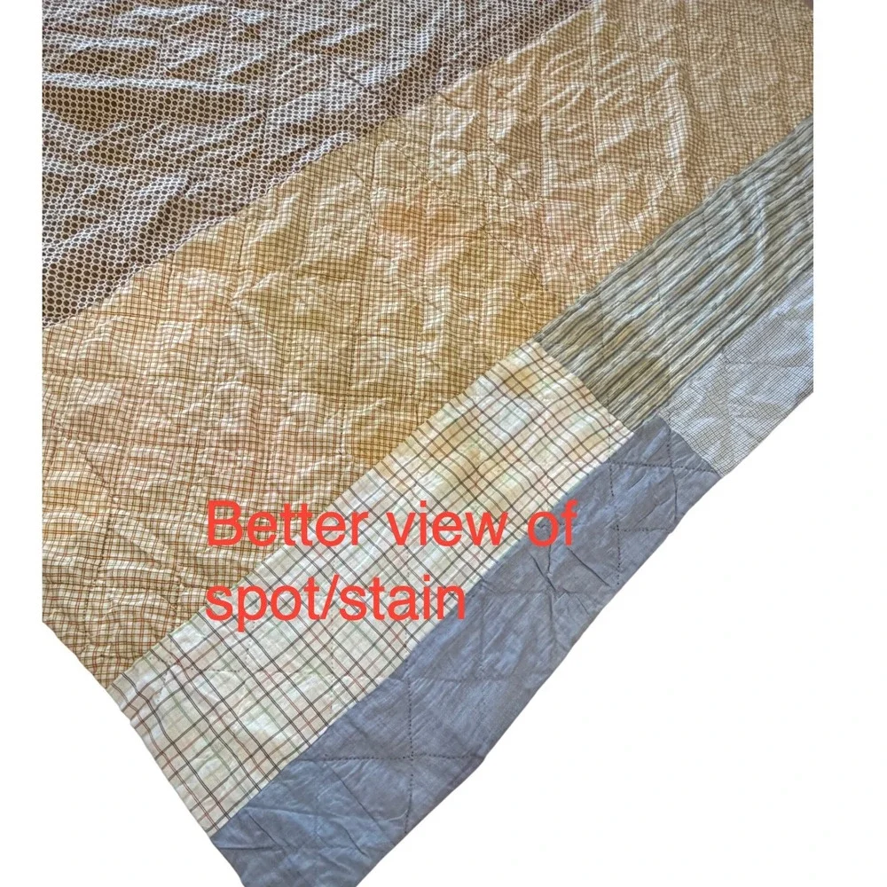 Vintage Handmade Patchwork Quilt Multi Color Plaid Floral Gingham APPROX 78x81